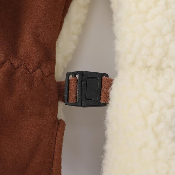 ⚡Women's Beige Genuine Suede Outdoor Mitt Thermal Lined Finger Liners Mitten - Picture 5 of 7